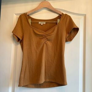 Madewell Tan Ribbed Top Size Medium